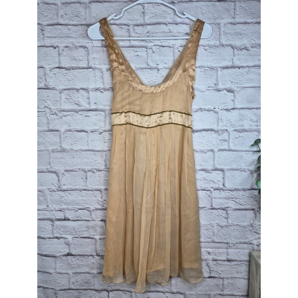 Lotta Stensson Silk Dress Gold Metallic Trim Fairycore Y2K Homecoming Mini 2 - Picture 2 of 8